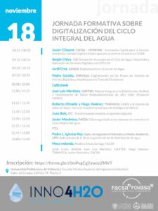 JORNADA FORMATIVA SOBRE DIGITALIZACIÓN DEL CICLO INTEGRAL DEL AGUA