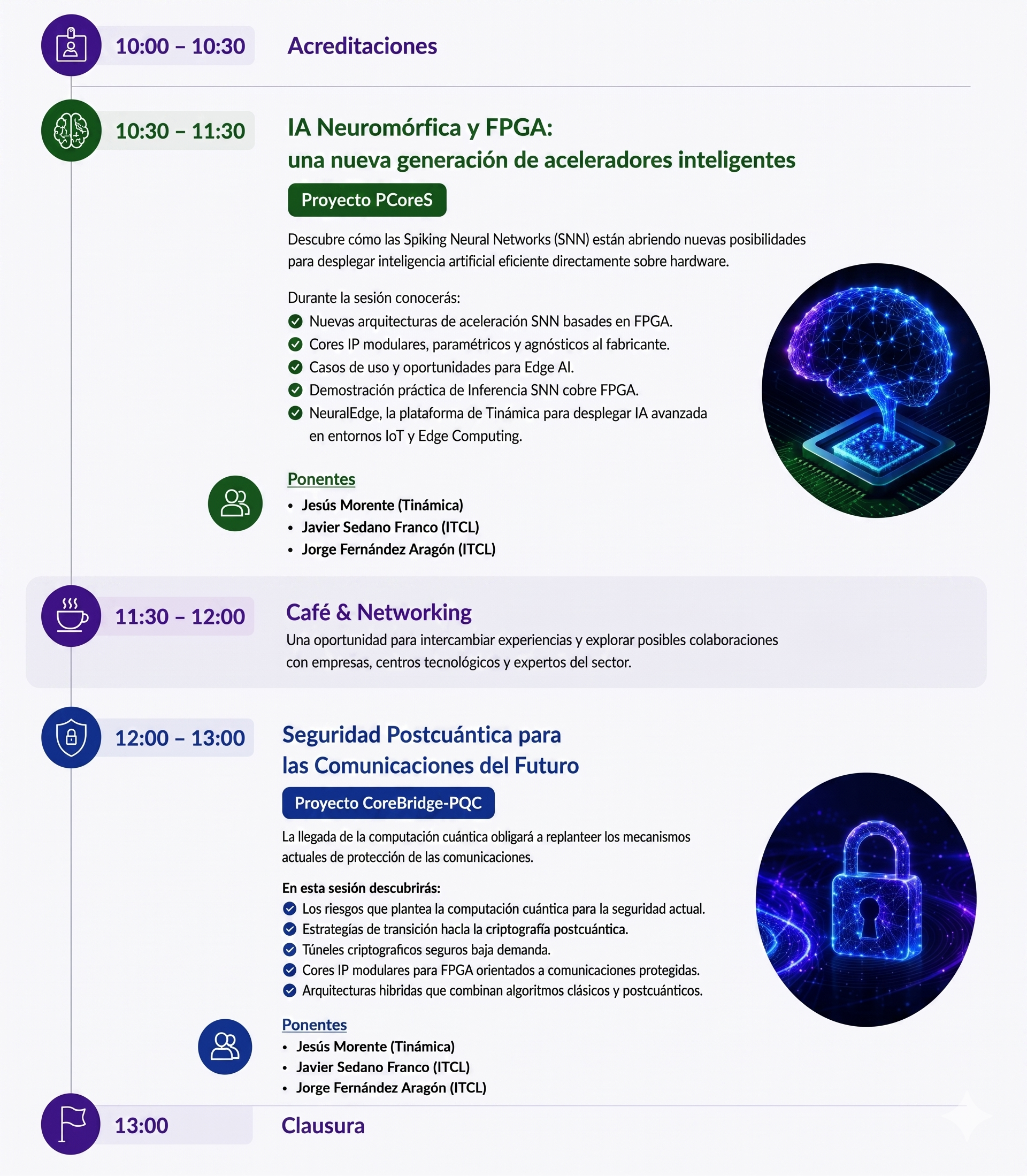 Agenda Jornada de hardware inteligente y comunicaciones seguras organizada por ITCL y Tinámica en Madrid.